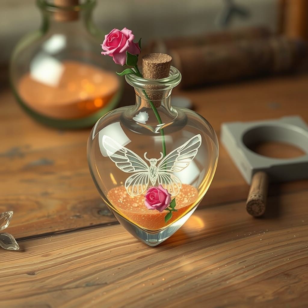Heart Vial Filled with Moonbeams and Stardust