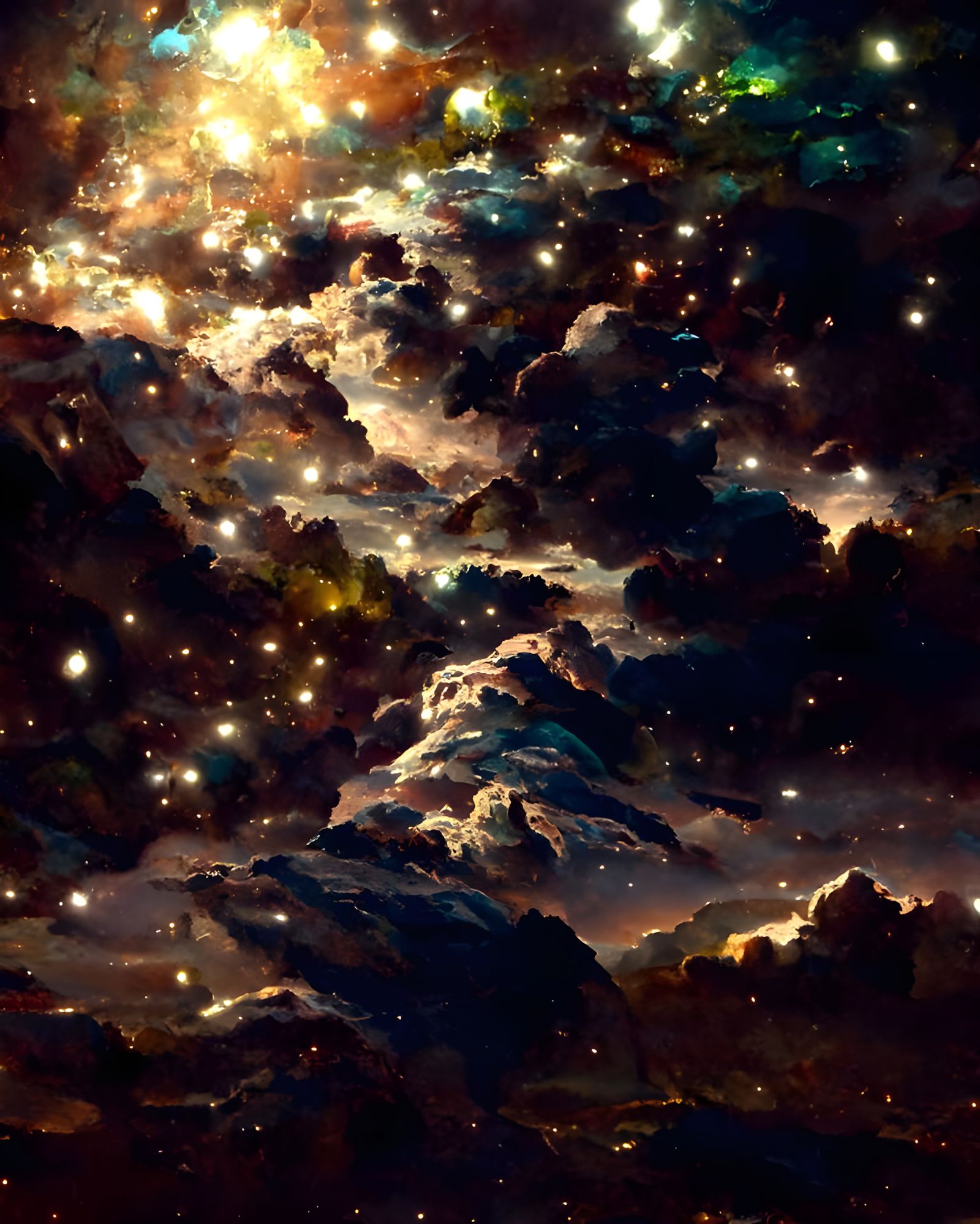 Hyperrealistic Starscape with Aurora Borealis