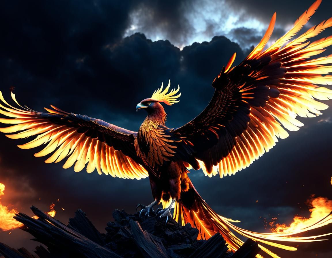 Phoenix Rising: Fantasy Art in Dramatic Lighting