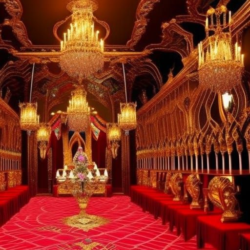 Fantasy Masquerade Ball with Venetian Masks in Rococo Style