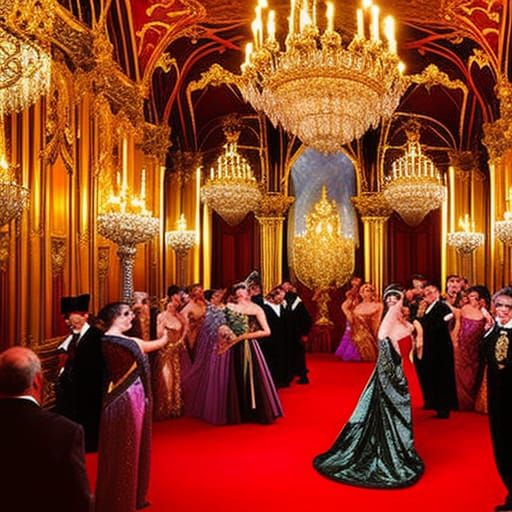 Fantasy Masquerade Ball with Nobility in Rococo Style