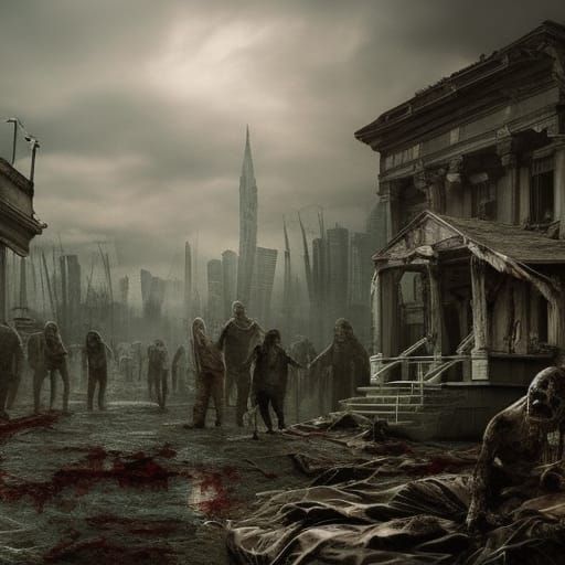 Epic Zombie Apocalypse: Detailed Digital Matte Painting