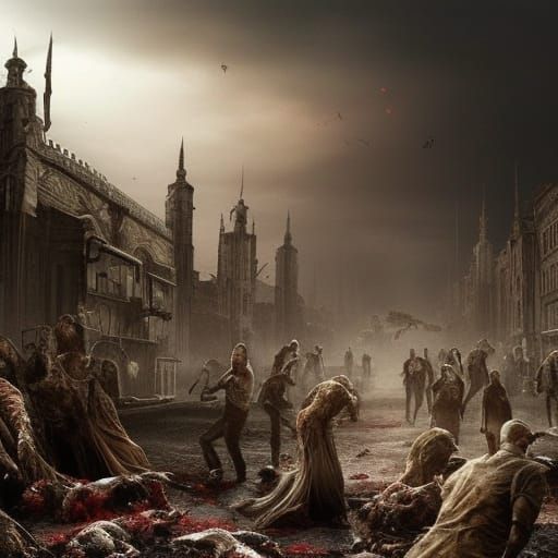 Epic Zombie Apocalypse Digital Matte Painting