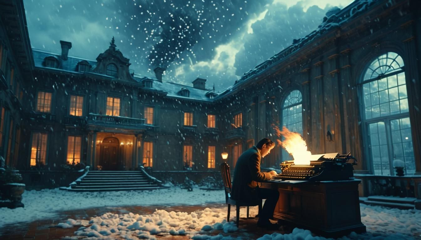 Surreal Writer's Hall in Dreamlike Digital Painting