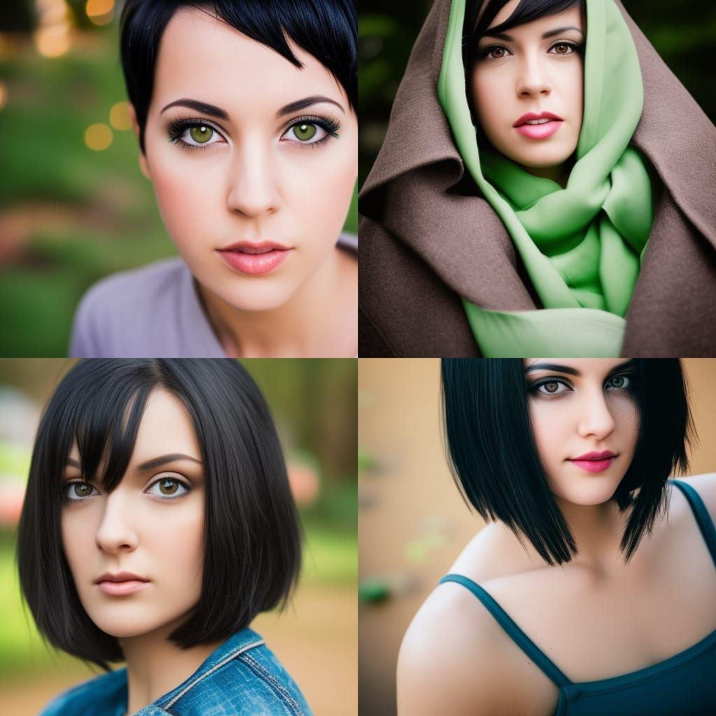 Portrait of Woman with Short Black Hair