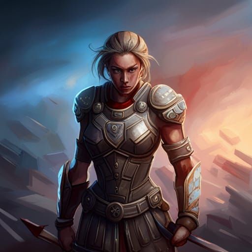 Stoic female Roman gladiator in modern times...