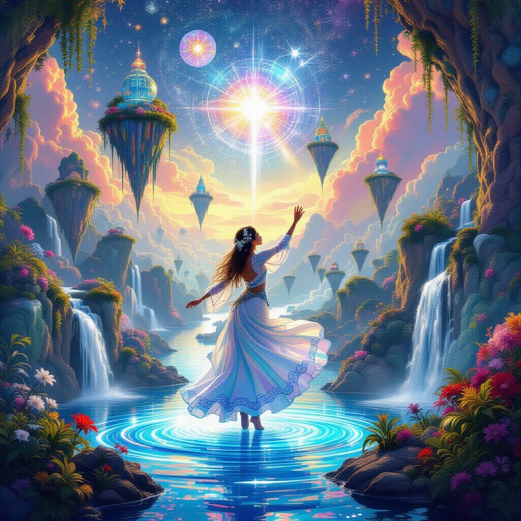 Surreal Utopia: Celestial Dance in Liquid Light