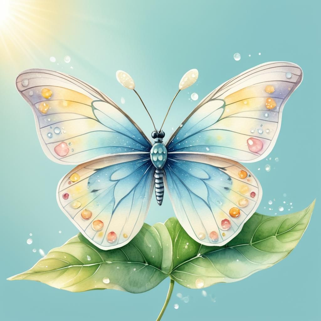 Whimsical Flower Butterfly in Watercolor Style