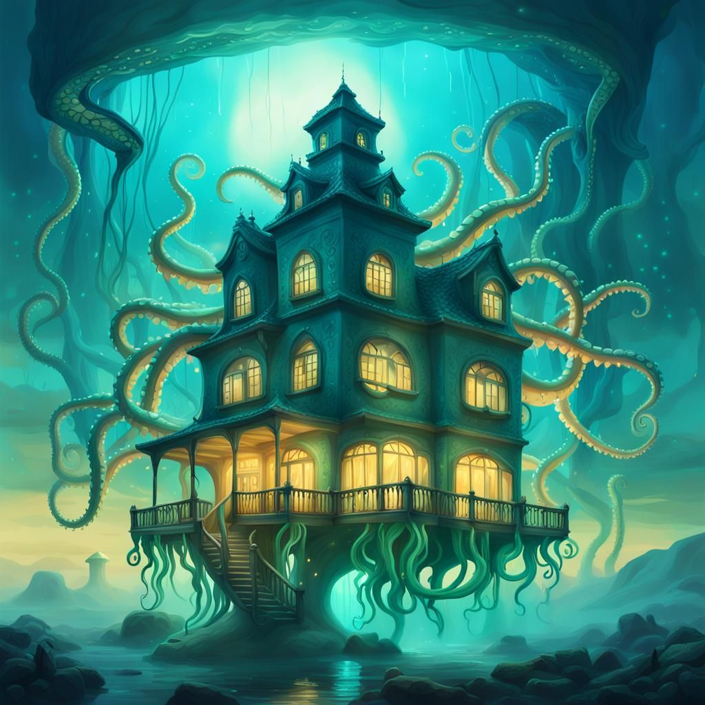 Alien Tentacle House: Fantasy Concept Art