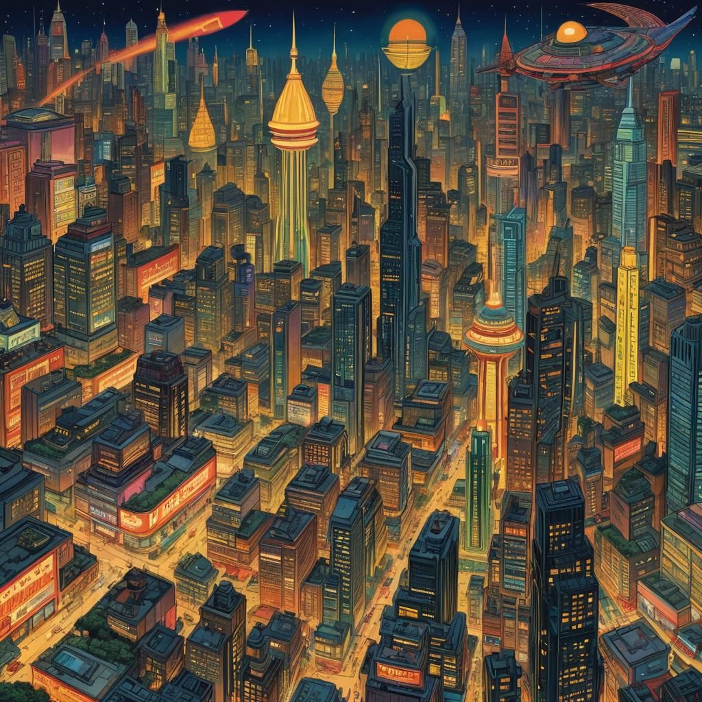 Art Deco City of Marsport in Jack Kirby Style