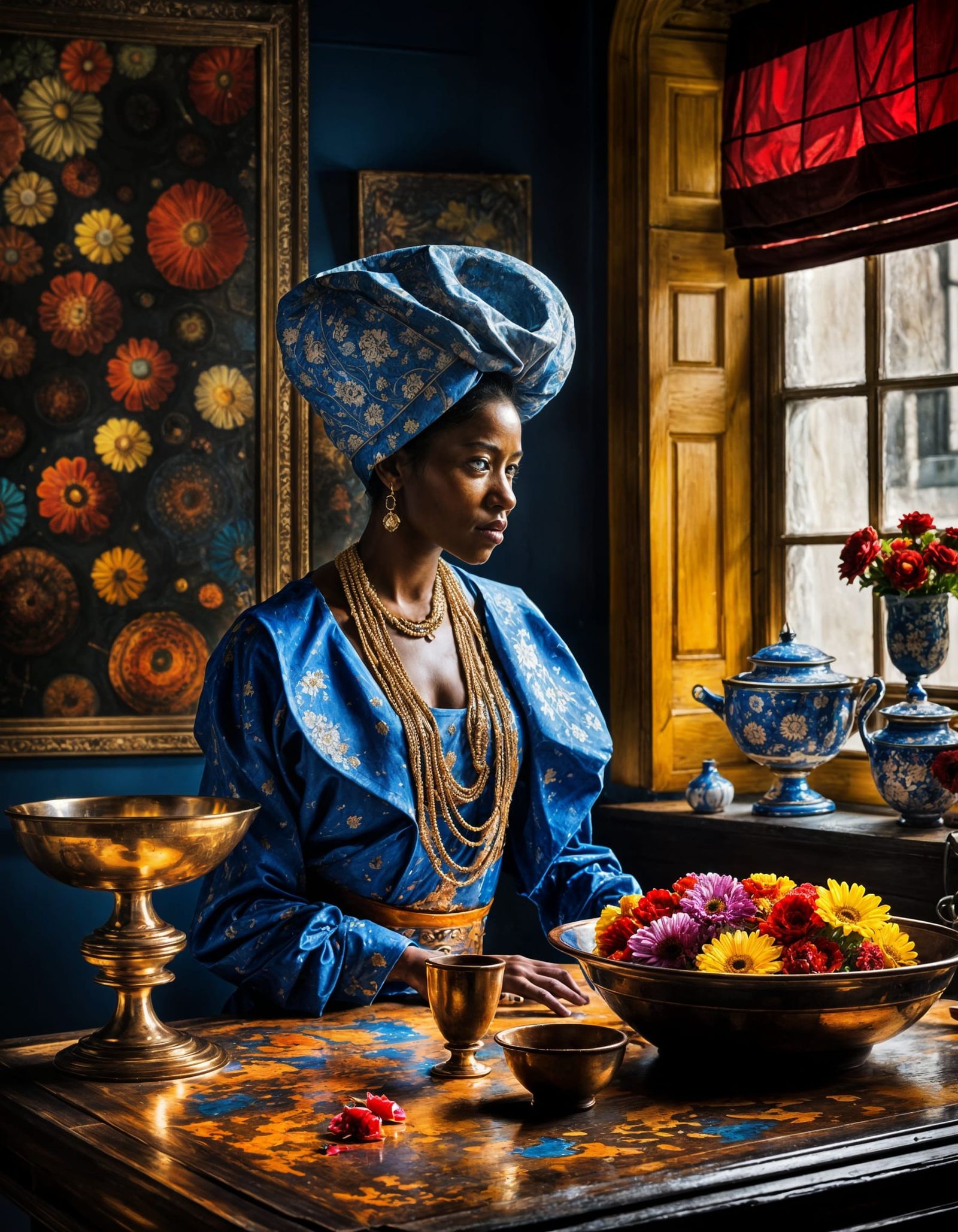 Colorful Aliens Gather Around Butcher Table, Hyperrealism