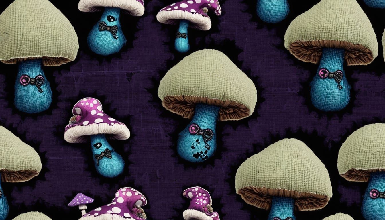 Cute & Unsettling Mushroom Plushies in Gothic Toy Shop