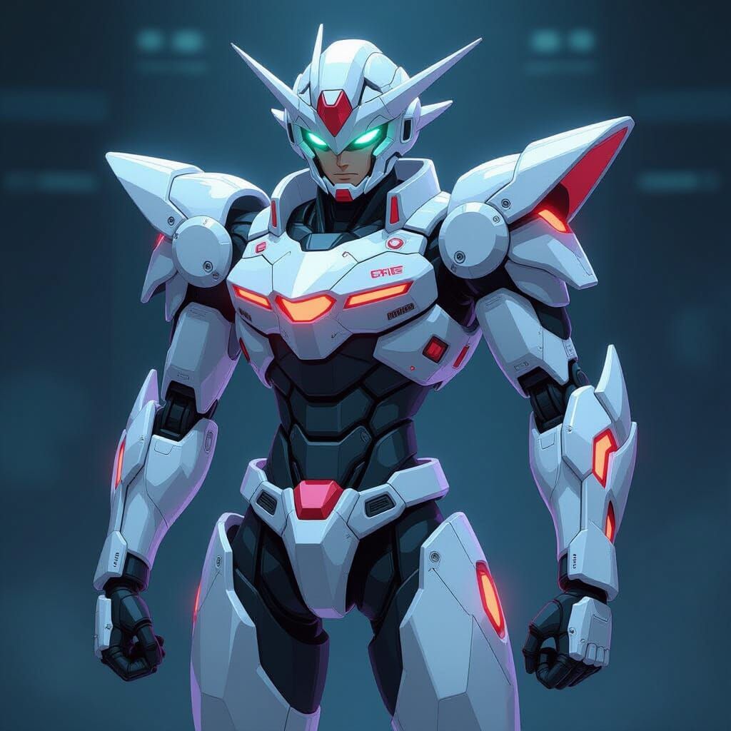 Anime Cyborg Fighter in Studio Trigger Style