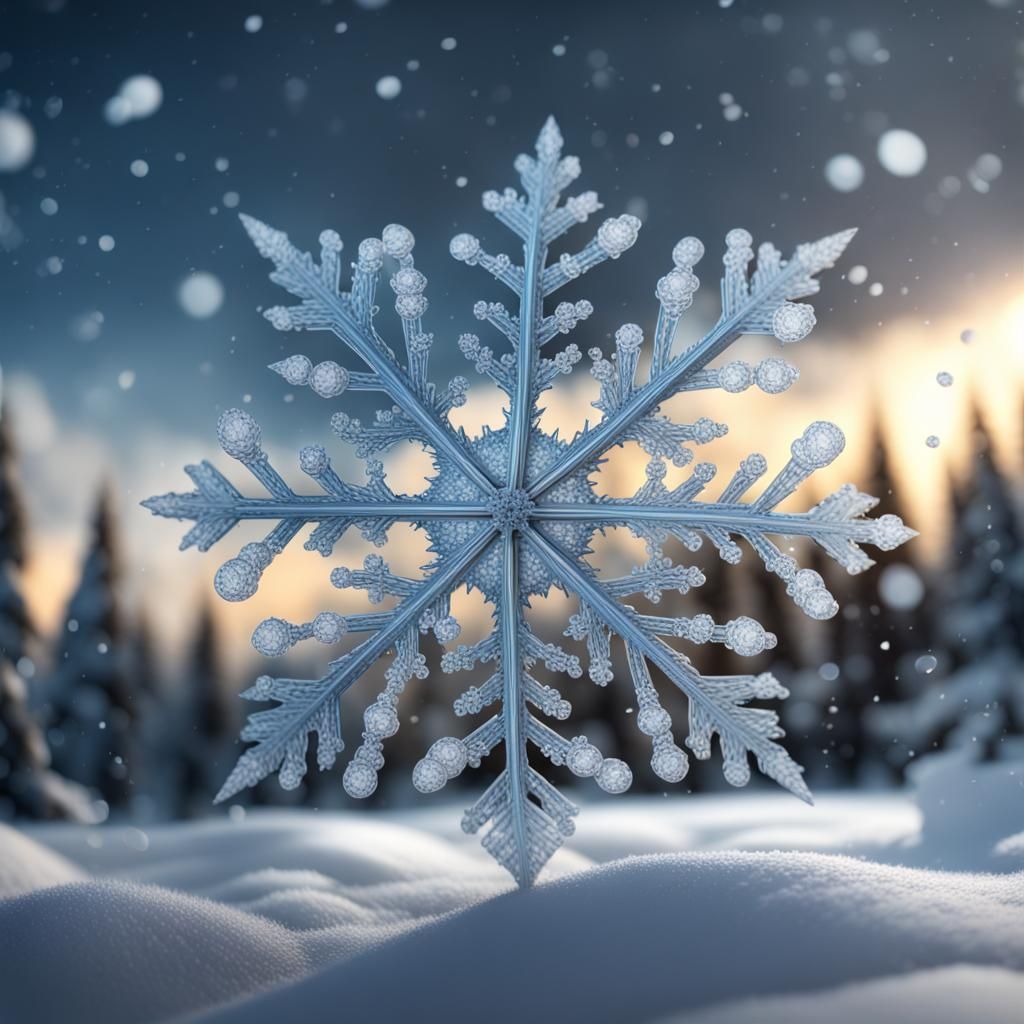Intricate Snowflake Falling: 3D Render in Unreal Engine