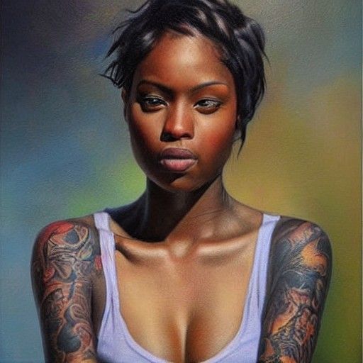 Tattooed Beauty: Oil Painting Portrait