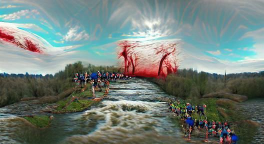Blood Flowing in Rivers: 8K 3D Render