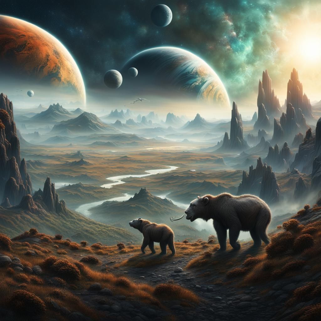 Peaceful Alien Planet with Giant Mammalian Life