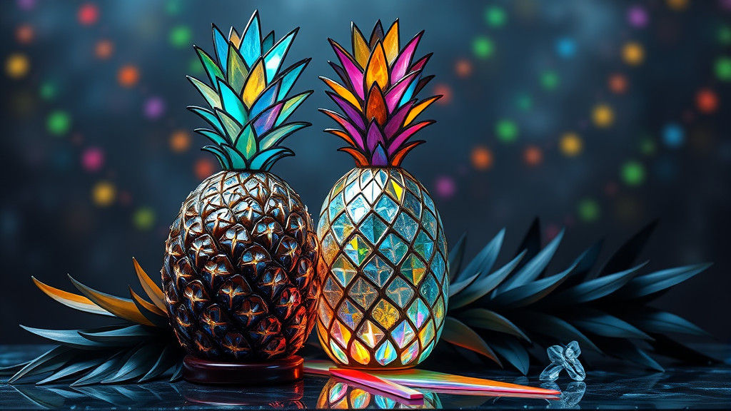 Dreamy Stained Glass Pineapple Still Life
