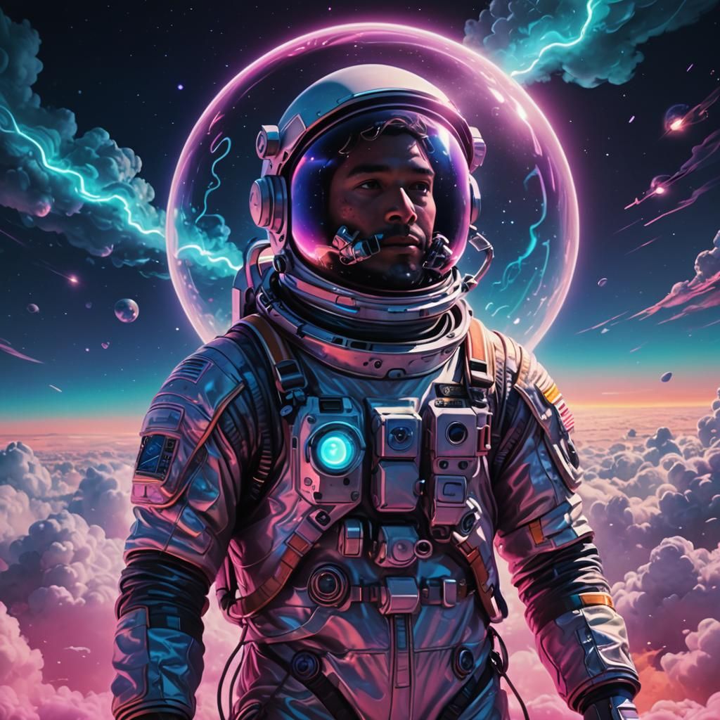 A 'Neon' Astronaut From The Distant Future. Amongst Heavenly...