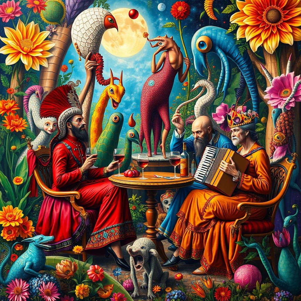 Surreal Garden Party: A Bizarre Maximalist Utopia