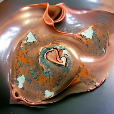 Ceramic Heart with Copper Glaze Finish