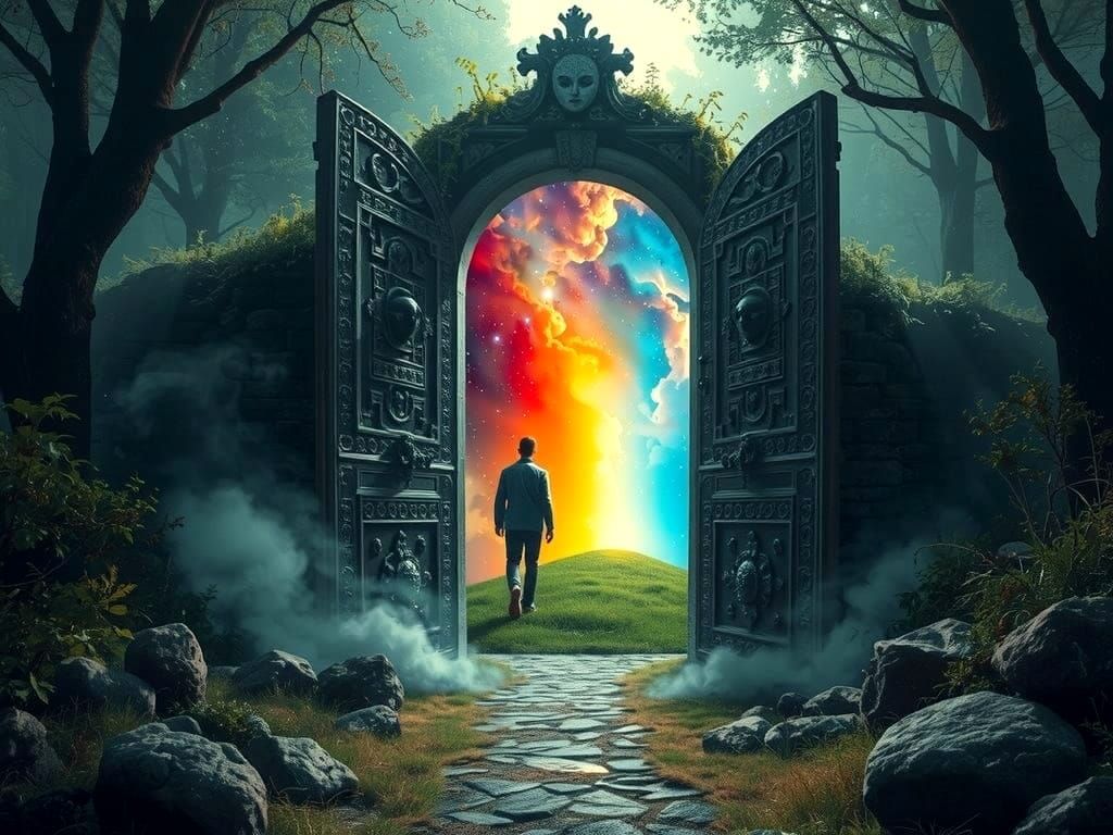 Portal to Alien World in Forest, Digital Art