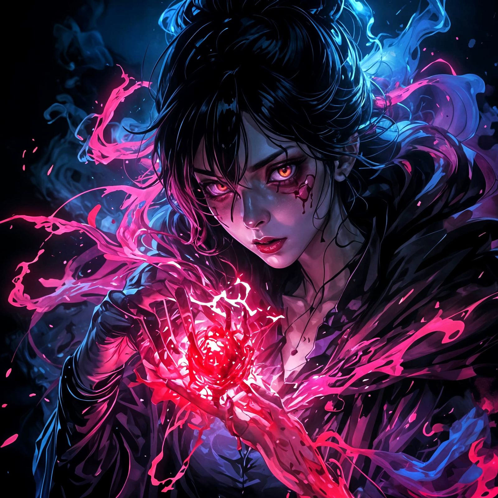 Electric Blood Witch in Anime Style