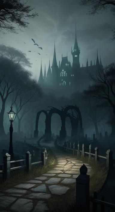 Haunted Forest Pathway Concept Art in 8K