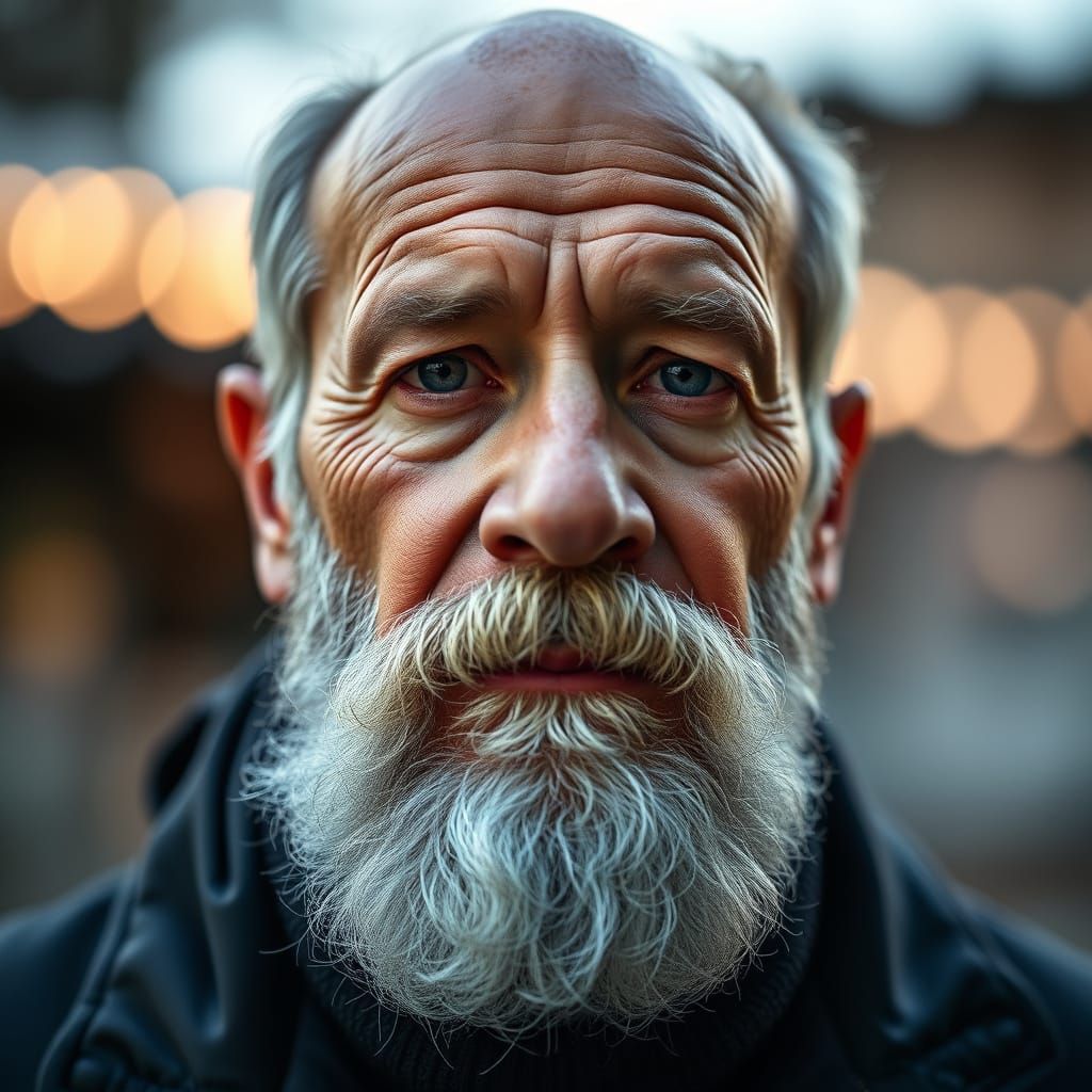 Photorealistic Portrait of Handsome Old Man with Beard