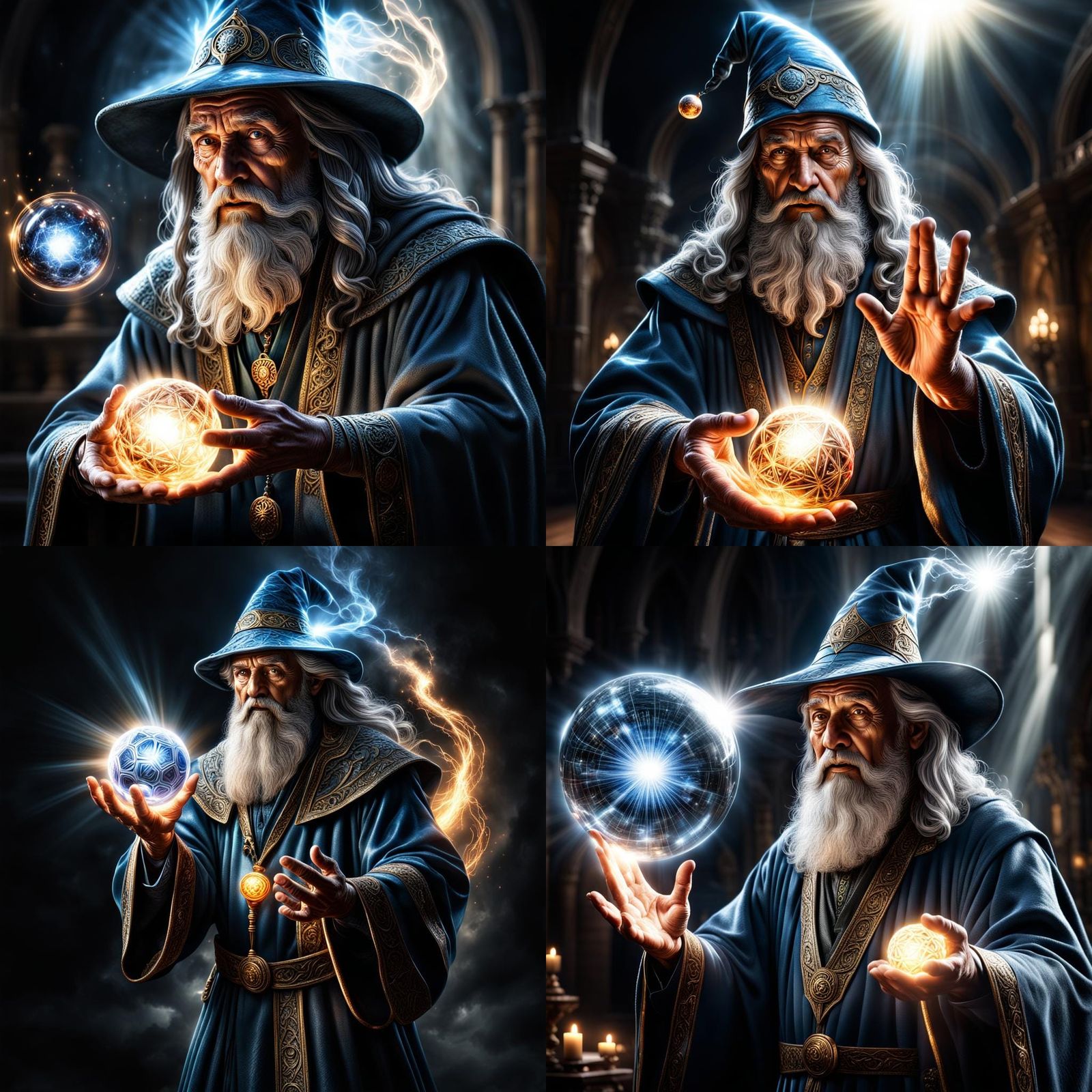Hyperrealistic Wizard Conjuring Light Ball in HDR