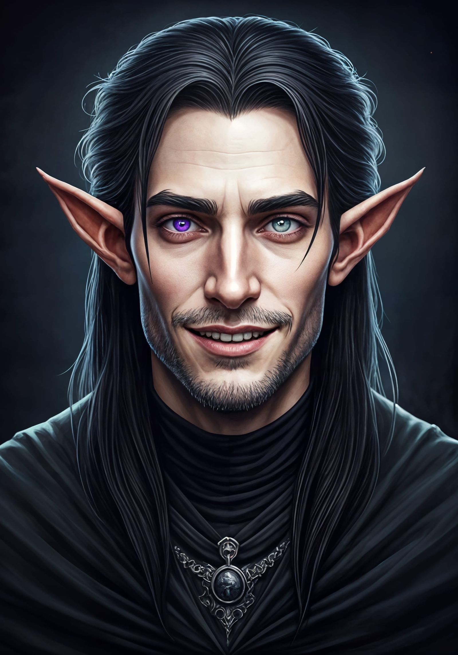 Eldritch Half-Elf Actor with Heterochromia Portrait
