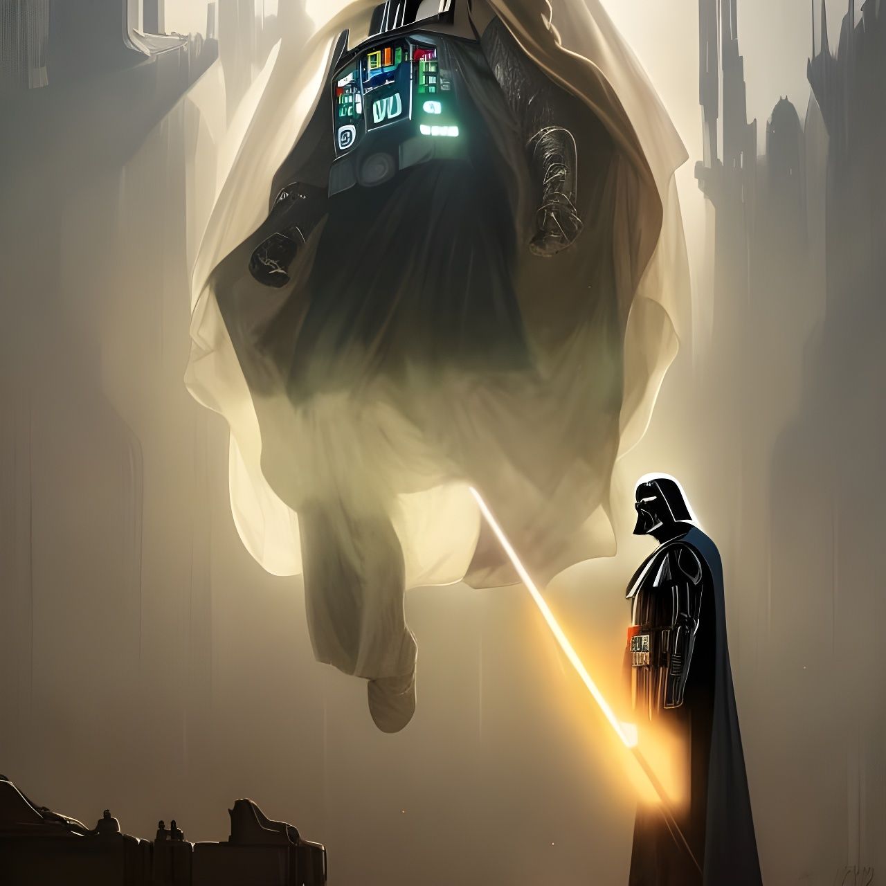 Doctor Doom and Darth Vader Fusion: Sci-Fi Concept Art