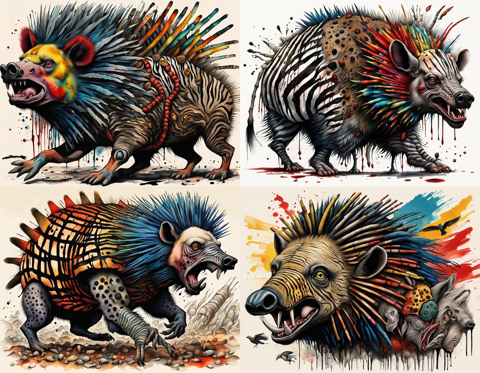 Colorful Ink Render of a Bizarre Hybrid Creature