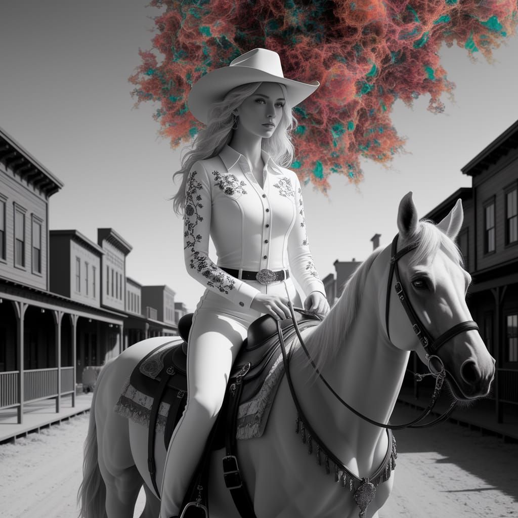 Modern Monochrome Cowboy Maiden