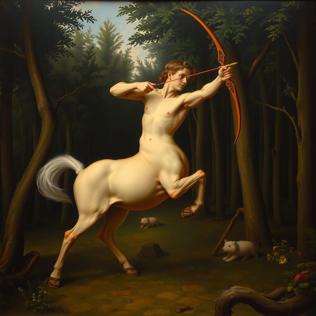 Renaissance Centaur Archer in Dark Forest