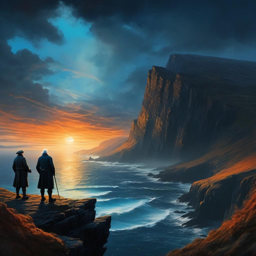 Hebridean Cliffside Scene with Dr. Johnson