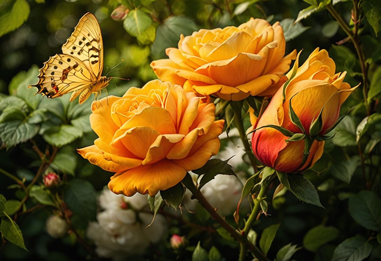Fluffy Red Cloud Roses in Fairy Wonderland