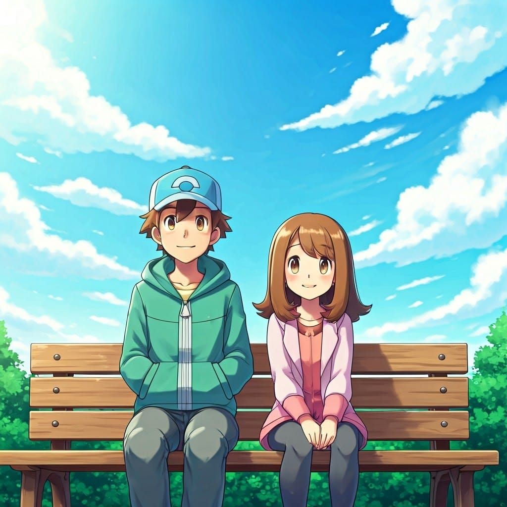 Pokémon Trainers Enjoying a Sunny Day as Watercolor Painting