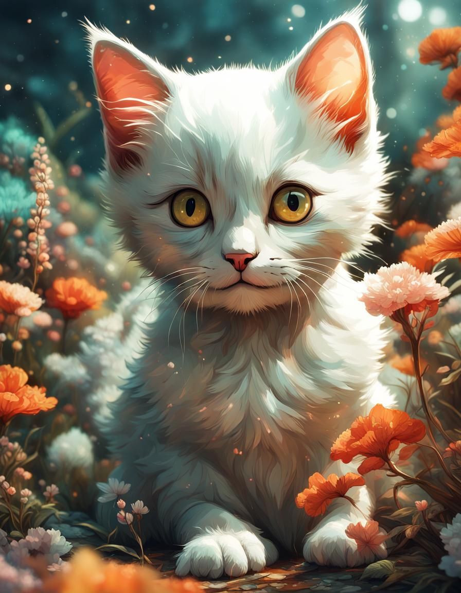Opulent Baby Cat in Colorful Fantasy Art