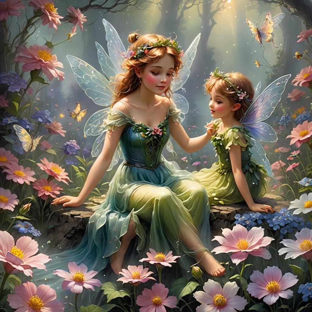 Flower Fairy Awakening in Misty Fantasy