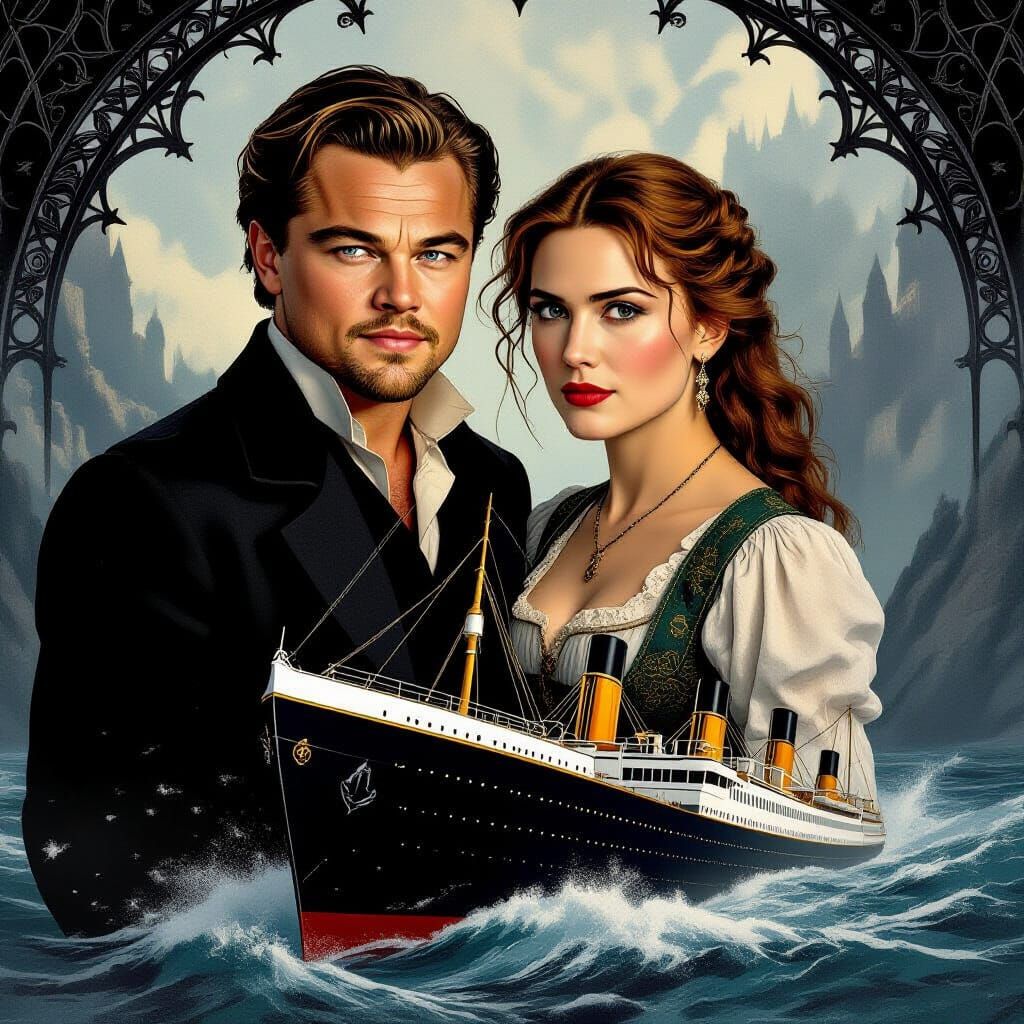 Titanic Movie Poster in Gothic Medieval Style