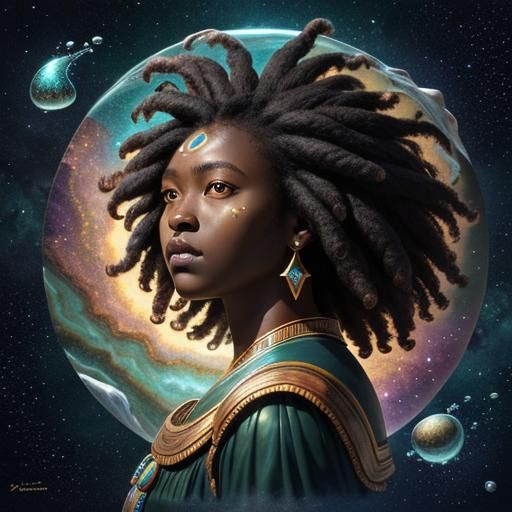 Renaissance Portrait: African Woman with Labradorite