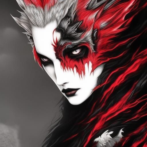 Terrifying Horror Wolf in Anime Digital Illustration