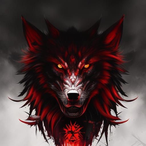 Terrifying Horror Wolf in Anime Digital Illustration Style