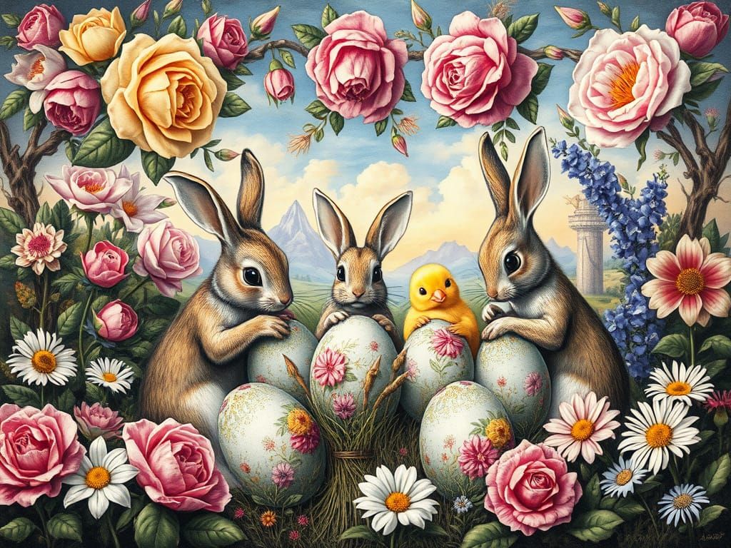 Magical Easter Landscape in Renaissance Style
