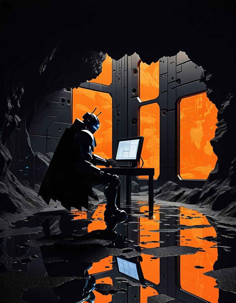 Minimalist Poster Art Of A Robot Supervillain In Japanese Ar...