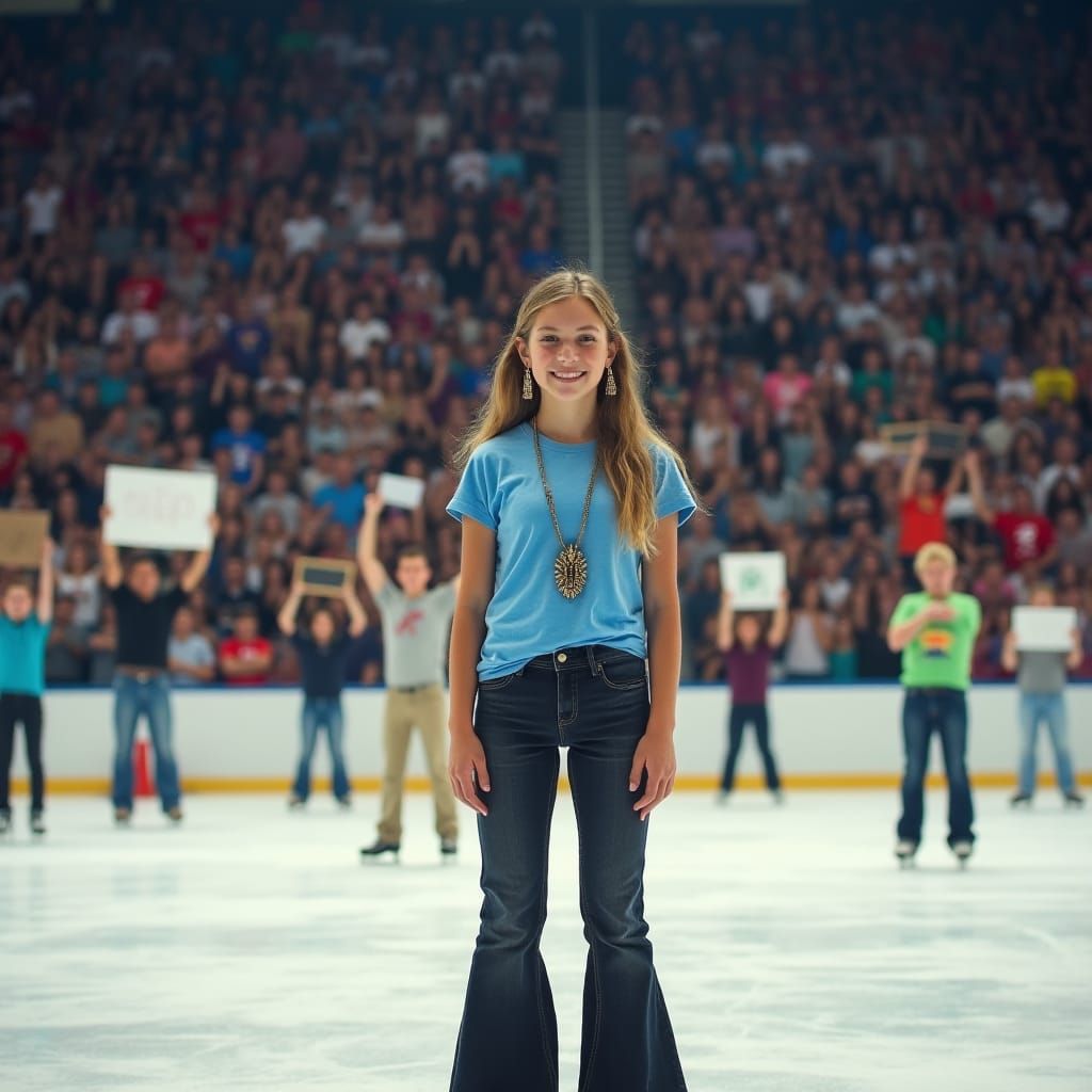Teenage Girl on Ice Rink in Professional Photo