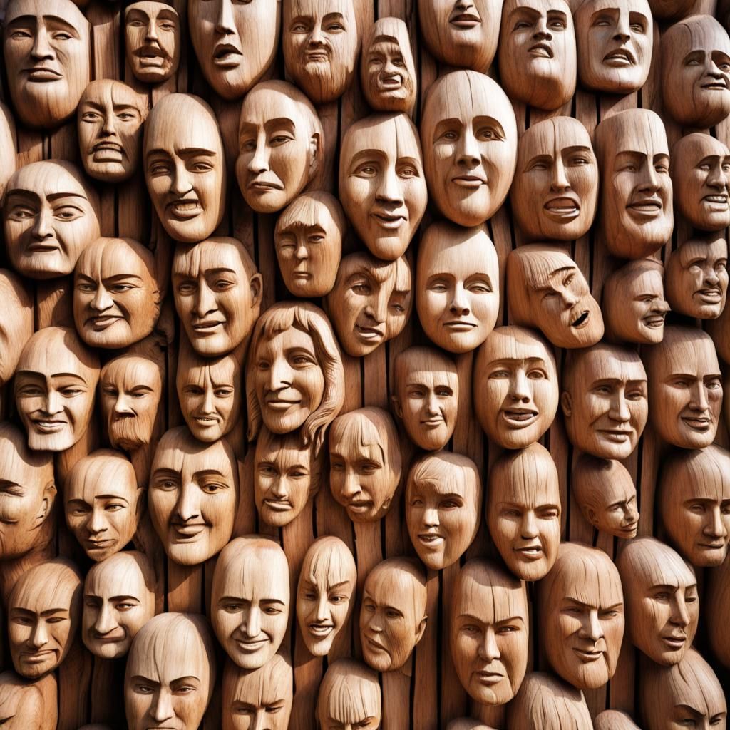 Mountain Wall of Carved Realistic Faces