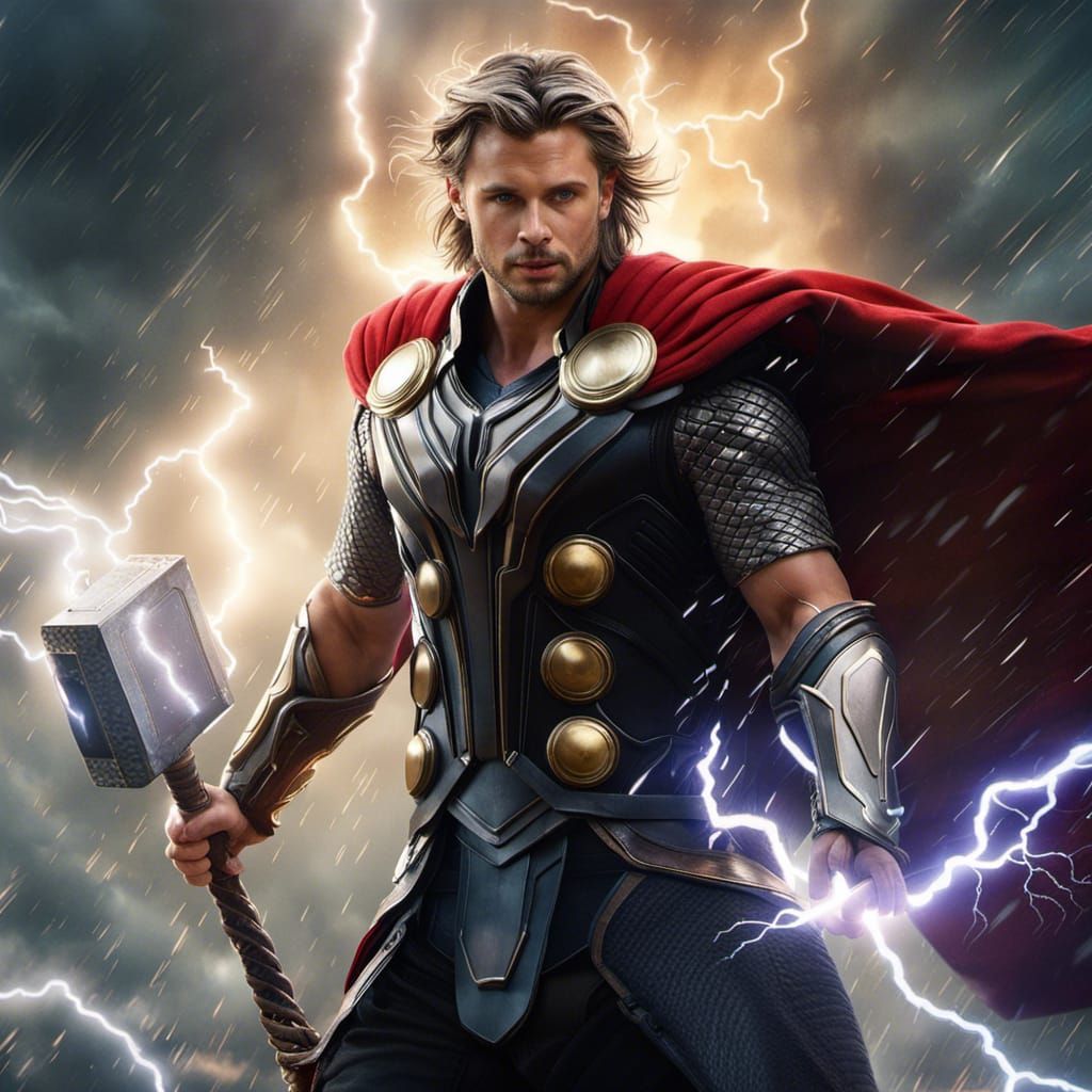 God of Thunder Soaring in Electric Storm