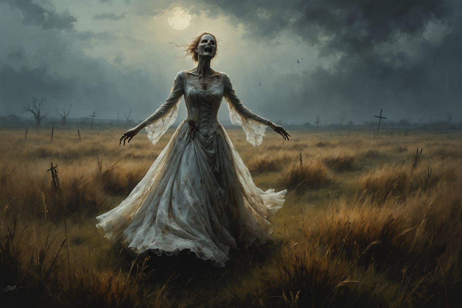 Macabre Noonwraith Dancing in a Field